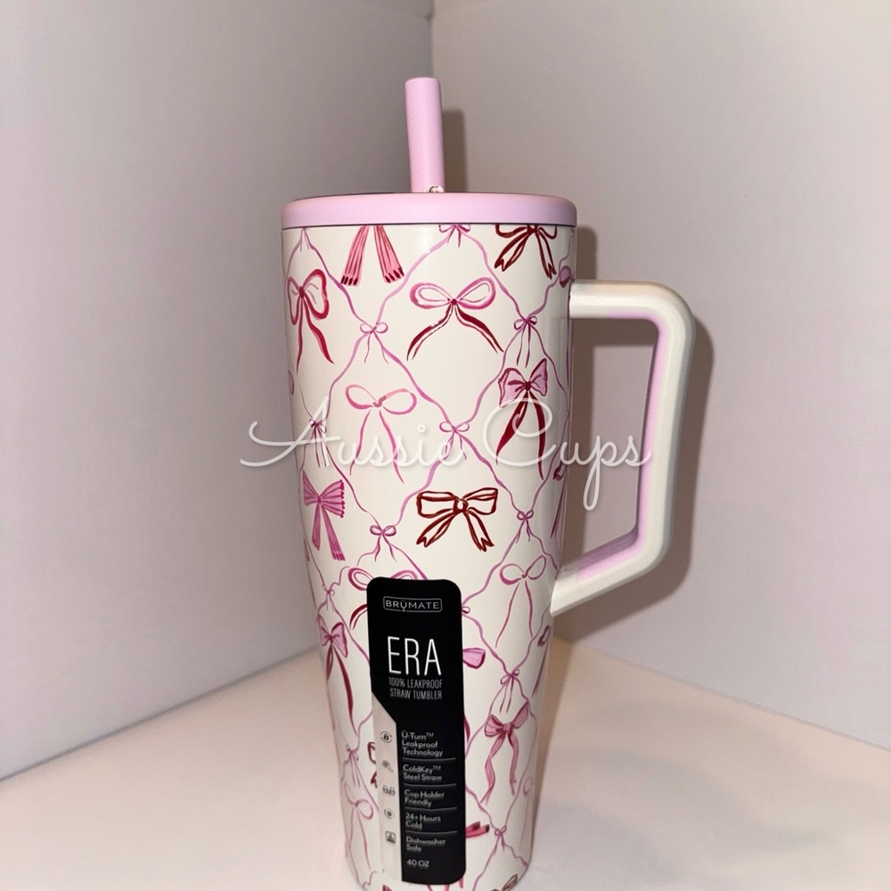 BrüMate Pink Bow 40 oz Era Tumbler, sold out, limited